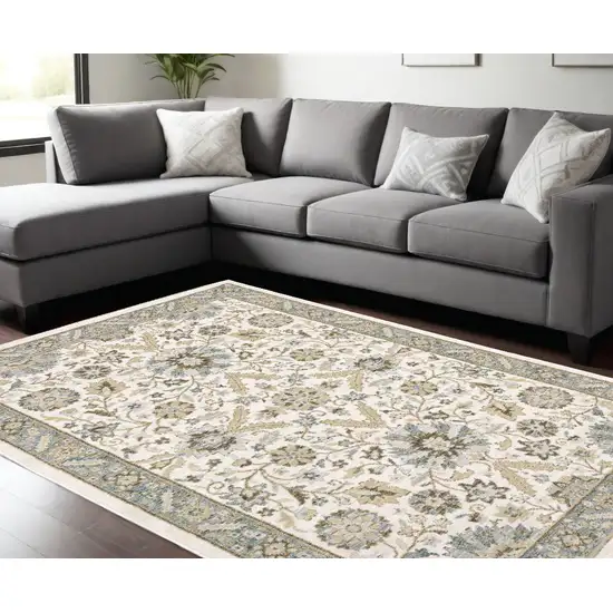 Gray and Ivory Oriental Power Loom Area Rug Photo 1