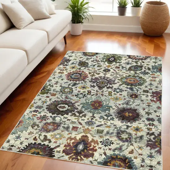 Purple and Gray Oriental Power Loom Area Rug Photo 1