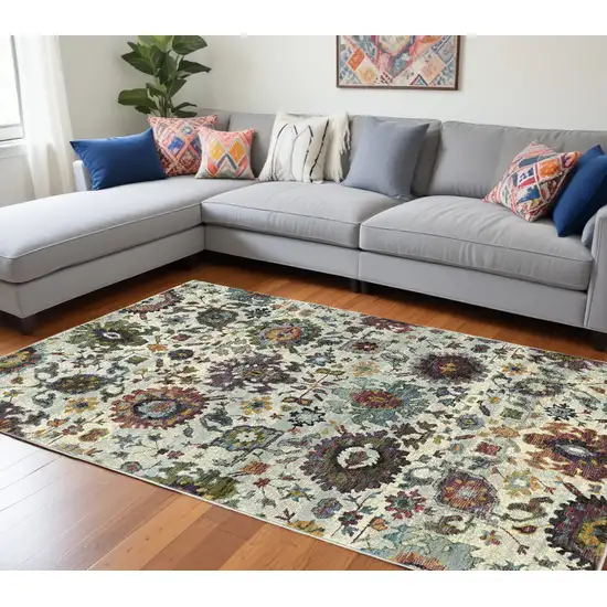 Purple and Gray Oriental Power Loom Area Rug Photo 1