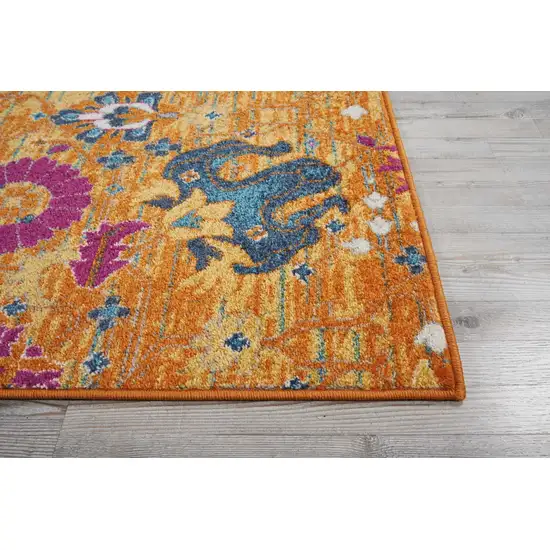 Sun Gold and Navy Distressed Area Rug Photo 6