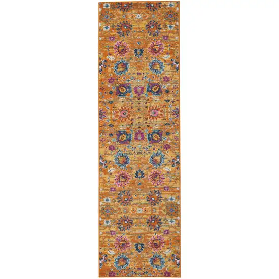 8' Sunset Floral Power Loom Runner Rug Photo 7