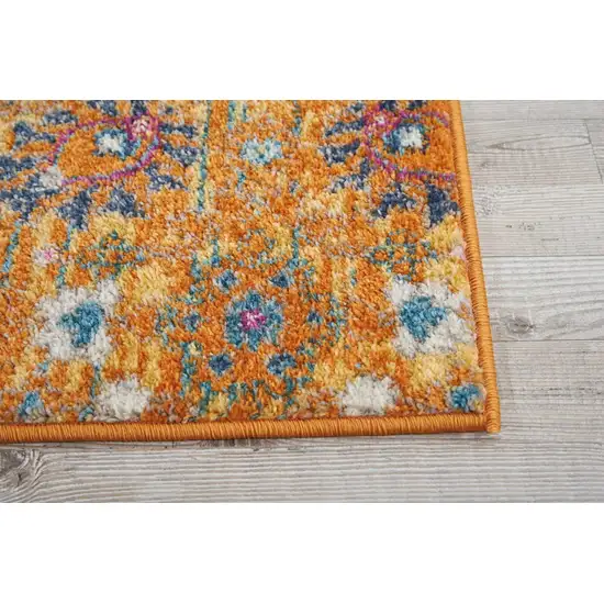 Sun Gold and Navy Distressed Runner Rug Photo 5