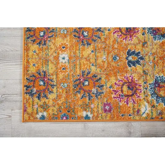 Sun Gold and Navy Distressed Runner Rug Photo 3