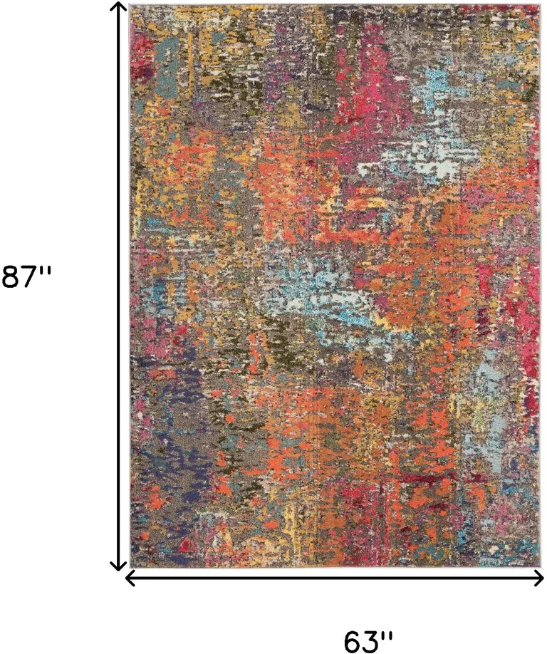 Sunset Abstract Power Loom Non Skid Area Rug Photo 5