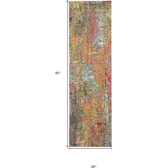 Sunset Abstract Power Loom Non Skid Runner Rug Photo 5