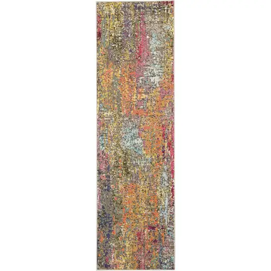 Sunset Abstract Power Loom Non Skid Runner Rug Photo 1