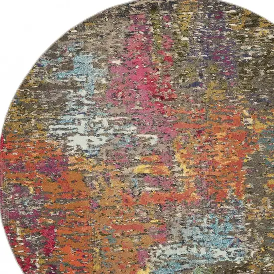 Sunset Round Abstract Power Loom Non Skid Area Rug Photo 3