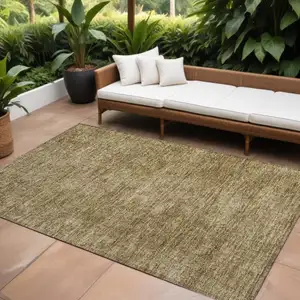 Photo of Tan Abstract Washable Non Skid Indoor Outdoor Area Rug