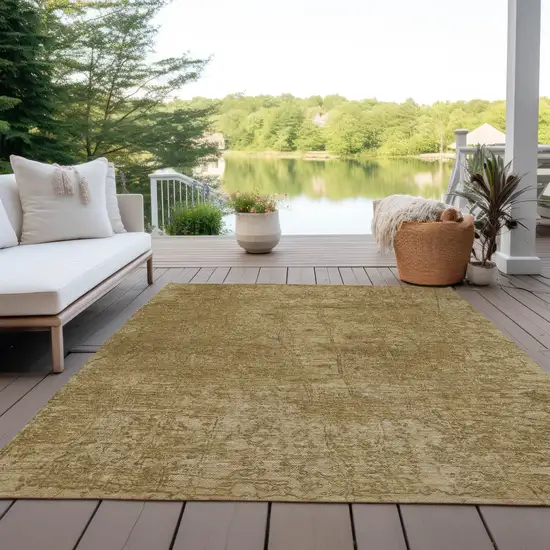 Tan Abstract Washable Non Skid Indoor Outdoor Area Rug Photo 8