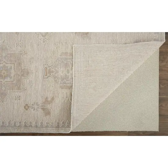 Tan And Brown Floral Hand Knotted Stain Resistant Area Rug Photo 3