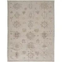 Photo of Tan And Brown Floral Hand Knotted Stain Resistant Area Rug