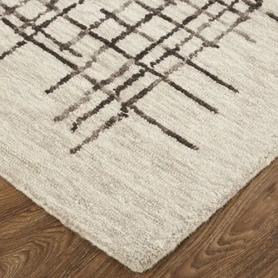 Tan And Brown Wool Plaid Tufted Handmade Stain Resistant Area Rug Photo 3