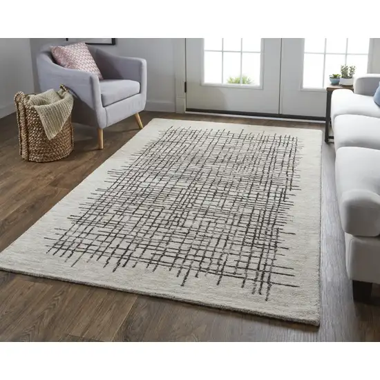 Tan And Brown Wool Plaid Tufted Handmade Stain Resistant Area Rug Photo 9