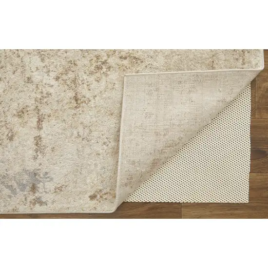 Tan And Ivory Abstract Power Loom Distressed Area Rug Photo 4