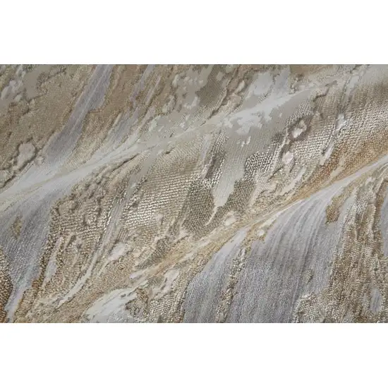 Tan And Ivory Abstract Power Loom Distressed Area Rug Photo 9