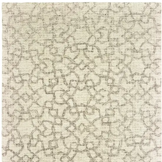 Tan And Ivory Wool Geometric Hand Tufted Area Rug Photo 4