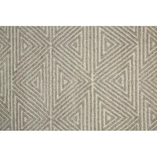 Tan And Ivory Wool Geometric Hand Woven Area Rug With Fringe Photo 7