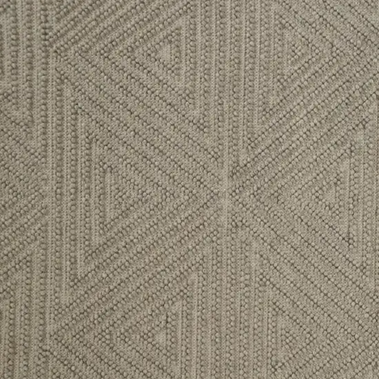 Tan And Ivory Wool Geometric Hand Woven Area Rug With Fringe Photo 5