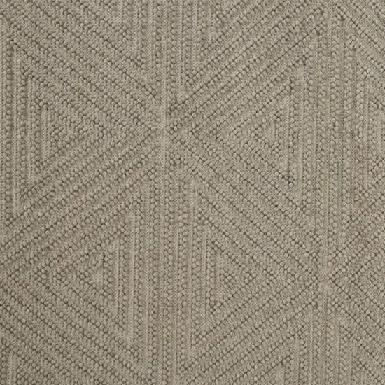 Tan And Ivory Wool Geometric Hand Woven Area Rug With Fringe Photo 5