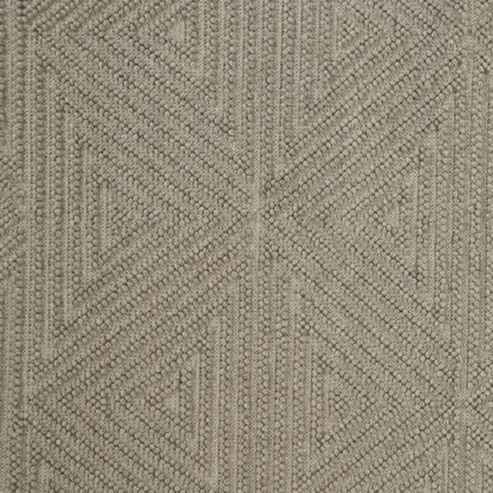 Tan And Ivory Wool Geometric Hand Woven Area Rug With Fringe Photo 5