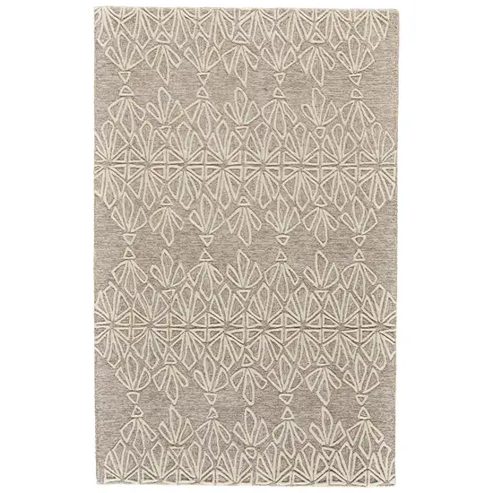 Tan And Ivory Wool Geometric Tufted Handmade Stain Resistant Area Rug Photo 1