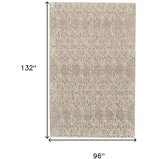 Tan And Ivory Wool Geometric Tufted Handmade Stain Resistant Area Rug Photo 6