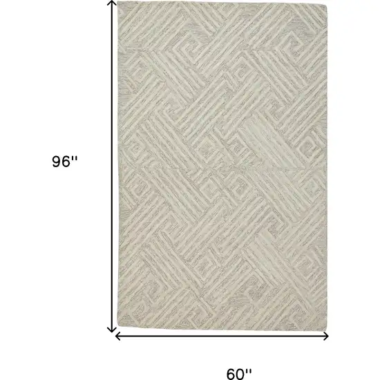 Tan And Ivory Wool Geometric Tufted Handmade Stain Resistant Area Rug Photo 7