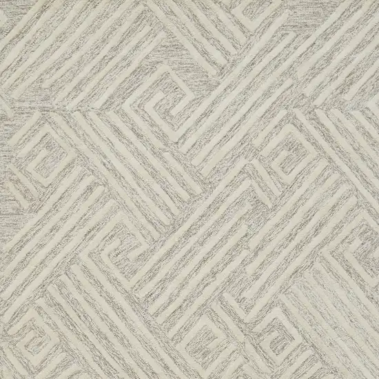 Tan And Ivory Wool Geometric Tufted Handmade Stain Resistant Area Rug Photo 3