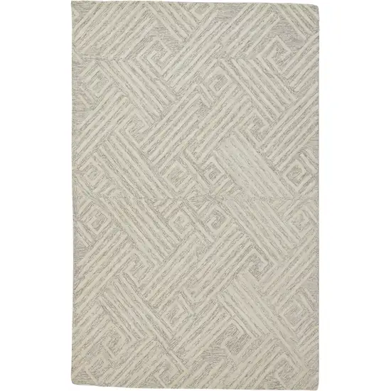 Tan And Ivory Wool Geometric Tufted Handmade Stain Resistant Area Rug Photo 1