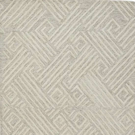 Tan And Ivory Wool Geometric Tufted Handmade Stain Resistant Area Rug Photo 4