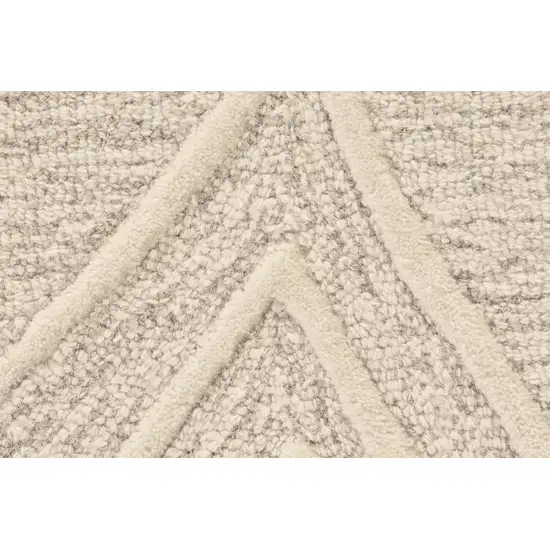 Tan And Ivory Wool Geometric Tufted Handmade Stain Resistant Area Rug Photo 6