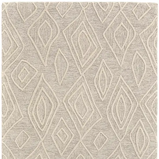 Tan And Ivory Wool Geometric Tufted Handmade Stain Resistant Area Rug Photo 4