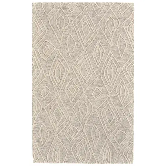 Tan And Ivory Wool Geometric Tufted Handmade Stain Resistant Area Rug Photo 1