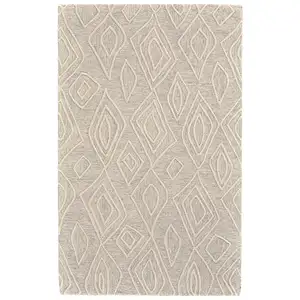 Photo of Tan And Ivory Wool Geometric Tufted Handmade Stain Resistant Area Rug