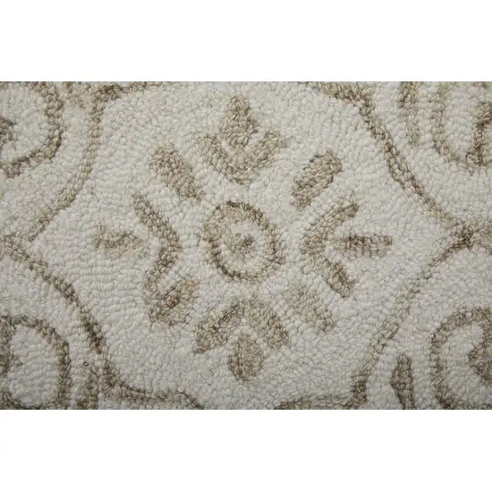 Tan And Ivory Wool Paisley Tufted Handmade Stain Resistant Area Rug Photo 7