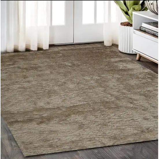 Tan And Taupe Shag Tufted Handmade Area Rug Photo 1