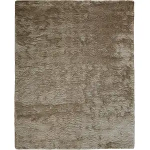 Photo of Tan And Taupe Shag Tufted Handmade Area Rug