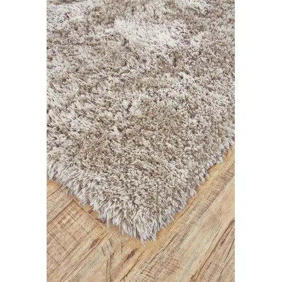 Tan And Taupe Shag Tufted Handmade Stain Resistant Area Rug Photo 5