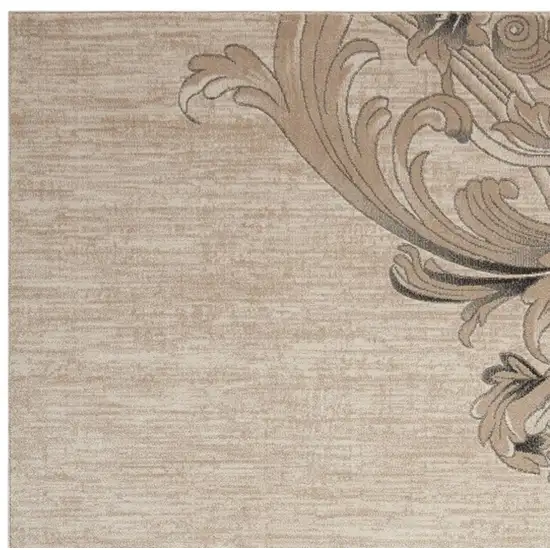 Tan Black and Ivory Damask Area Rug Photo 4