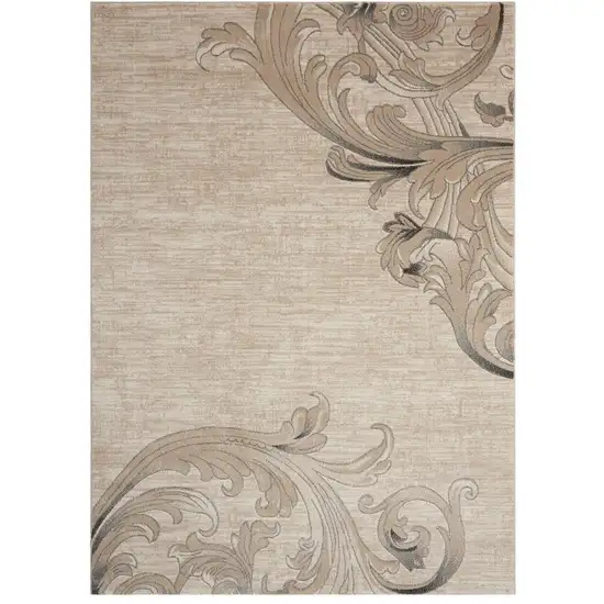 Tan Black and Ivory Damask Area Rug Photo 1