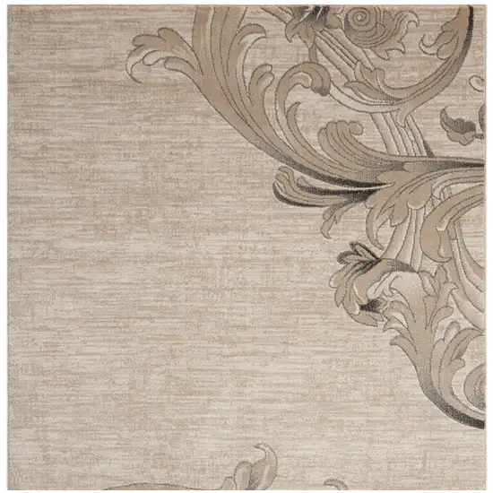 Tan Black and Ivory Damask Area Rug Photo 5