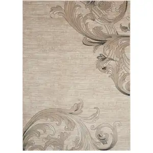 Photo of Tan Black and Ivory Damask Non Skid Area Rug