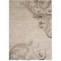 Photo of Tan Black and Ivory Damask Non Skid Area Rug