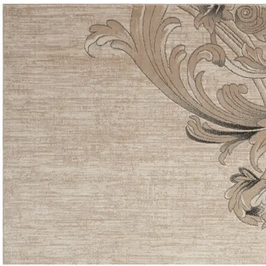 Tan Black and Ivory Damask Non Skid Area Rug Photo 4