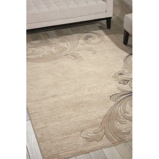 Tan Black and Ivory Damask Non Skid Area Rug Photo 6