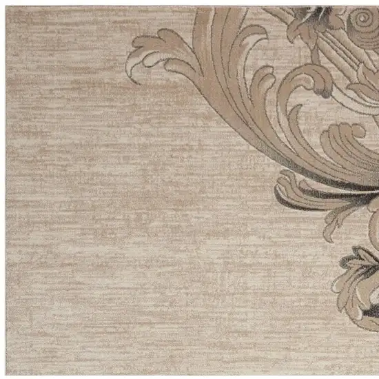 Tan Black and Ivory Damask Non Skid Area Rug Photo 5