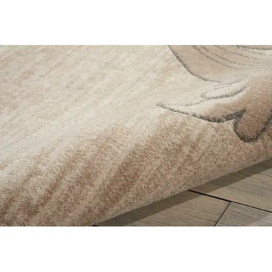 Tan Black and Ivory Damask Non Skid Area Rug Photo 9