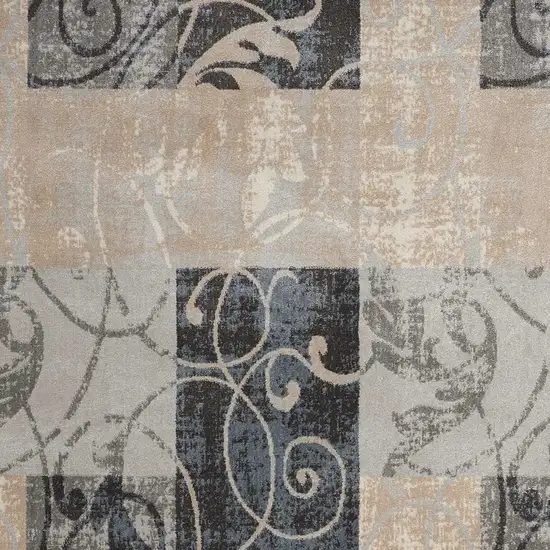 Tan Black and Ivory Floral Vines Area Rug Photo 6