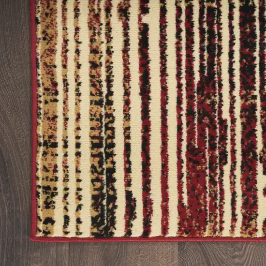 Tan Black and Red Striped Non Skid Area Rug Photo 9