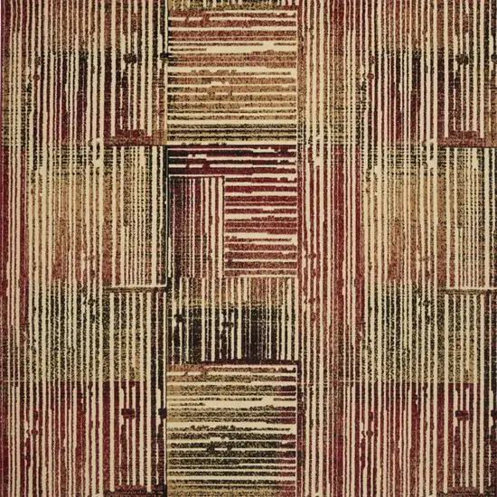 Tan Black and Red Striped Non Skid Area Rug Photo 8